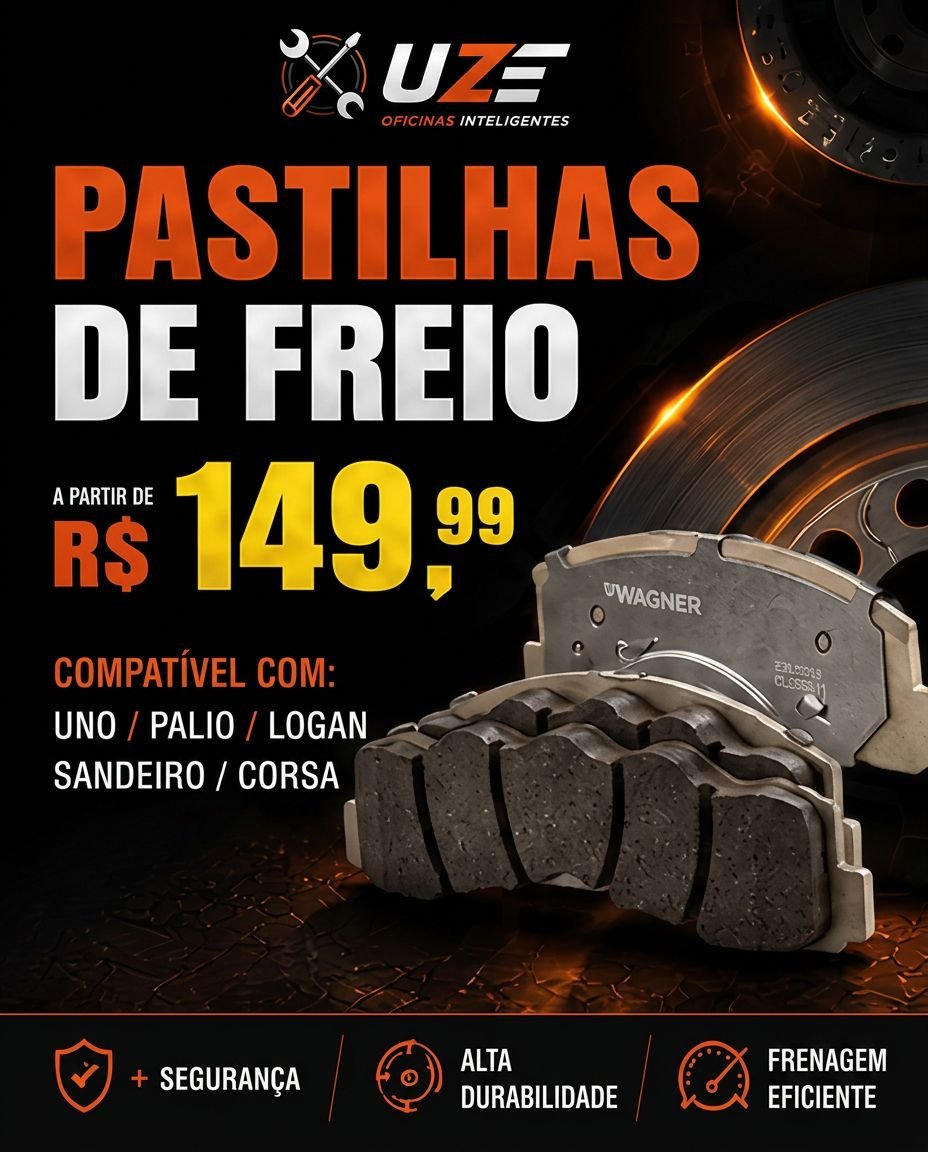 Pastilhas de freio a partir de R$ 149,99 — Uno, Palio, Logan, Sandeiro e Corsa