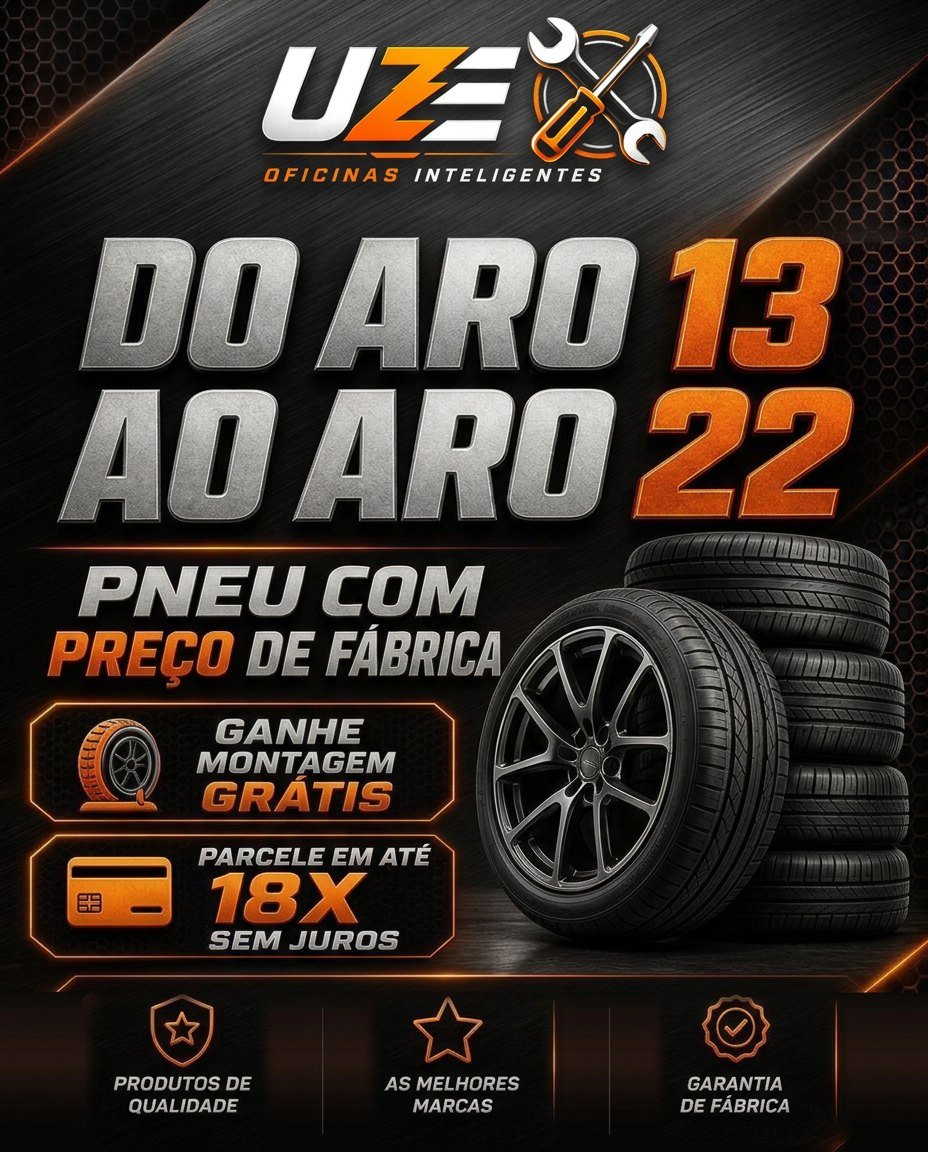 DO ARO 13 AO ARO 22 — PNEU COM PREÇO DE FÁBRICA. Ganhe montagem grátis e parcele em até 18x sem juros na UZE Oficinas Inteligentes.