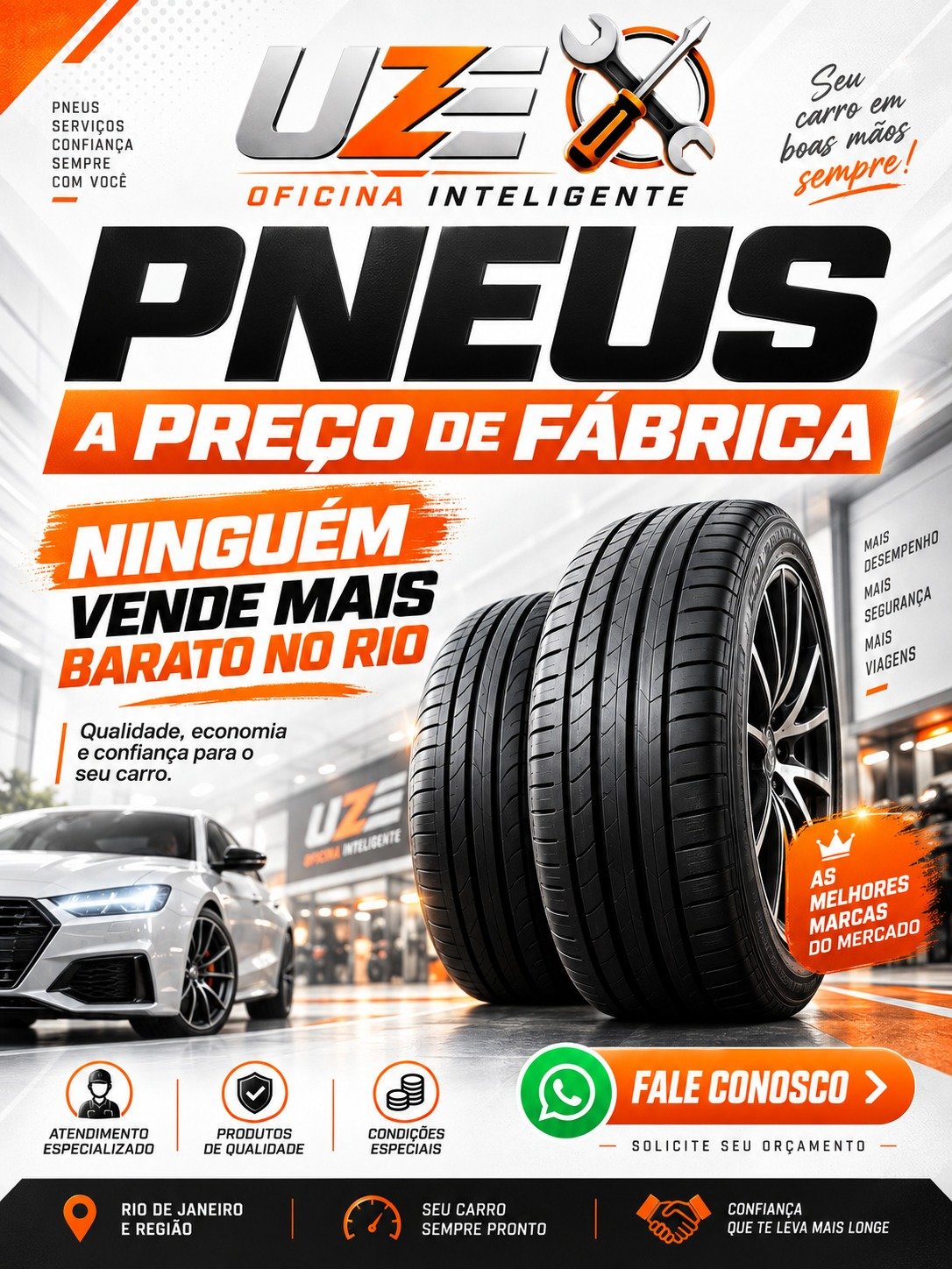 Pneus a preço de fábrica na UZE Oficinas Inteligentes