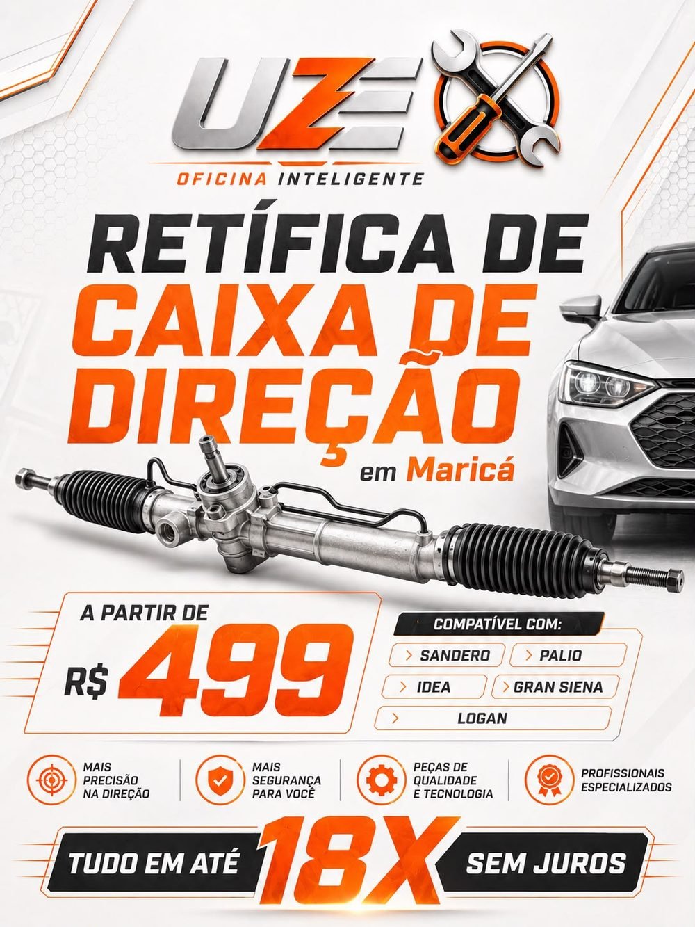 Retífica de caixa de direção em Maricá — a partir de R$ 499. Parcelamos em até 18x sem juros